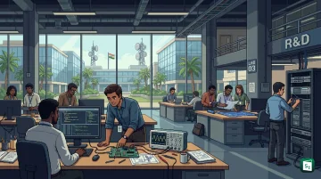 Engineers working on 5G telecom and network R&D systems in India
