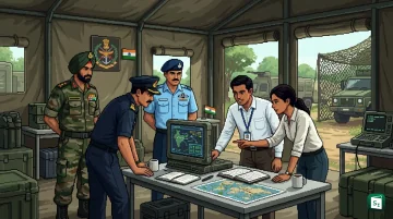Indian soldiers monitoring joint operations with indigenous AI systems supporting defence decision making