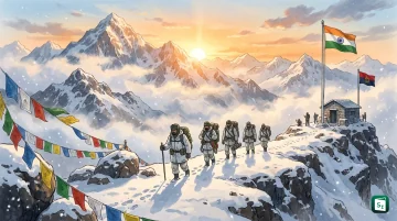 ITBP Himveers at a high altitude Himalayan border outpost during the Raising Day parade