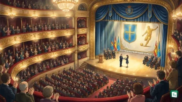 Lionel Messi receiving the Princess of Asturias Sports Award 2026 at Campoamor Theatre in Oviedo Spain