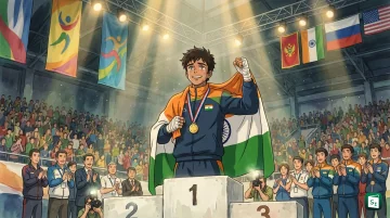 Indian boxer Aditya after winning gold at the World Boxing U19 Championships 2026 in Budva, Montenegro
