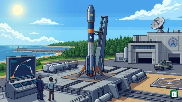 Agnibaan reusable launch vehicle lifting off from Sriharikota with illustration of recovery and reuse concept