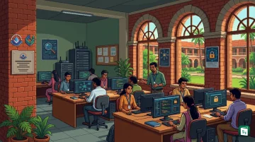 Students working in cybersecurity and digital forensics laboratory at SASTRA University Thanjavur