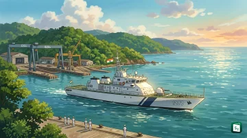 ICGS Ajit fast patrol vessel built by Goa Shipyard Limited for the Indian Coast Guard at sea