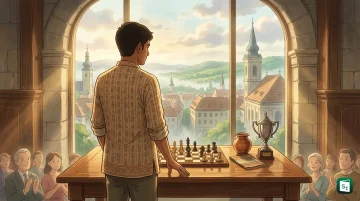 Indian Grandmaster Pranesh M playing chess at the Kanizsa Open 2026 in Nagykanizsa, Hungary