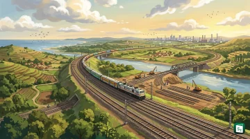 Freight and passenger trains running on multi-track railway lines in India