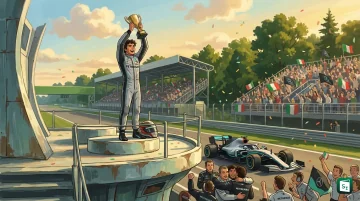 Andrea Kimi Antonelli celebrating Mercedes win at Monza after Italian Grand Prix 2026