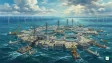 Aerial render of Princess Elisabeth Island, Belgium’s artificial energy island in the North Sea