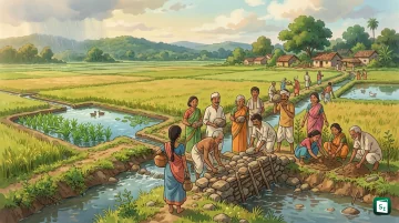 Rainwater harvesting structure in a farm field in Chhattisgarh under Jal Sanchay Jan Bhagidari
