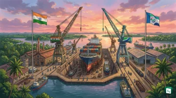 Aerial view of Cochin Shipyard and International Ship Repair Facility at Kochi, Kerala