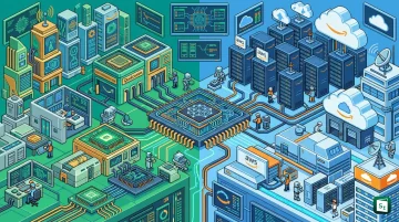 Illustration of Qualcomm custom AI chips inside Amazon AWS data centres powering AI infrastructure