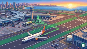 Akasa Air Boeing 737 MAX aircraft on runway representing first commercial flight using SAF blended fuel