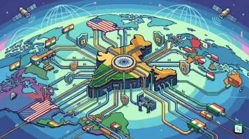 Globe with 6G network towers symbolising India joining the global 6G leadership pact