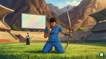 Indian archer Dhiraj Bommadevara aiming his recurve bow during a match at the Archery World Cup Final 2026