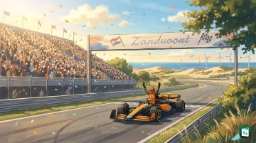 Lando Norris crosses the finish line to win the 2026 Dutch Grand Prix at Circuit Zandvoort