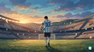 Lionel Messi holding the FIFA World Cup trophy after Argentina's 2022 victory in Qatar