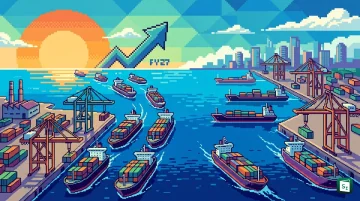 Cargo containers at Indian port representing April-August 2026 trade performance
