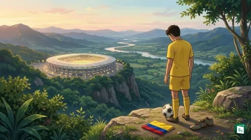 Colombia captain James Rodriguez in national team colours acknowledging fans after his final World Cup appearance