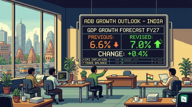 Graph showing ADB raising India FY27 GDP growth forecast to 7 percent