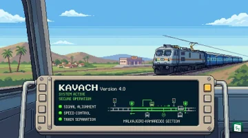 Kavach 4.0 equipped locomotive and trackside equipment on Indian Railways section