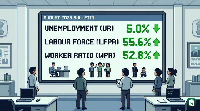 Workers in rural India representing PLFS August 2026 employment data on unemployment rate and labour force participation