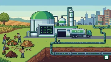 Compressed biogas plant with gas storage cascades and pipeline network in rural India