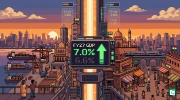 Graph showing India GDP growth forecast rising to 7 percent for FY27