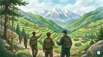 Indian Army and Mongolian Armed Forces personnel during Nomadic Elephant joint exercise at Pithoragarh