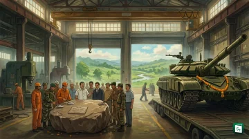 Defence Minister Rajnath Singh lays the foundation stone for the ₹472 crore T-72 and T-90 Tank Overhaul Project at Vehicle Factory Jabalpur
