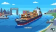 Indian and New Zealand flags with cargo ship and trade documents representing the free trade agreement
