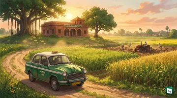 Bharat Taxi cabs and Uttar Pradesh farmers representing new transport and farm loan schemes