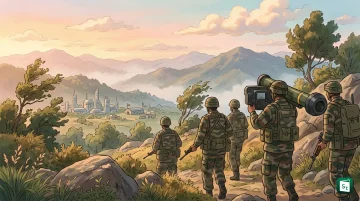 Indian soldier carrying FGM-148 Javelin anti-tank missile launcher during field deployment